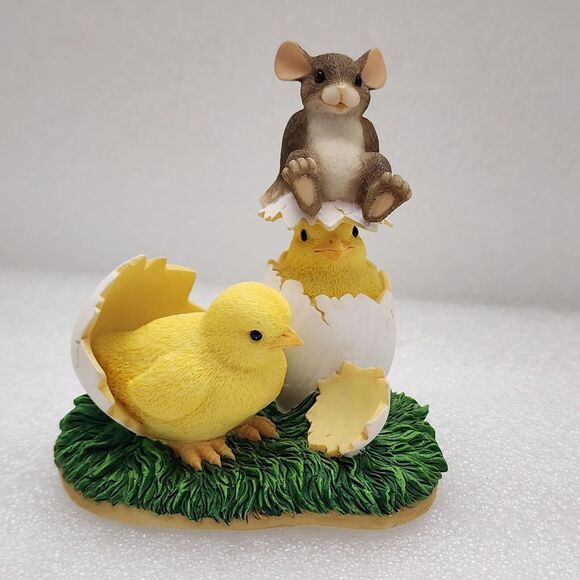 FITZ AND FLOYD CHARMING TAILS "WHAT'S HATCHING" 88/600 Mouse &‎ Chicks - Picture 1 of 10